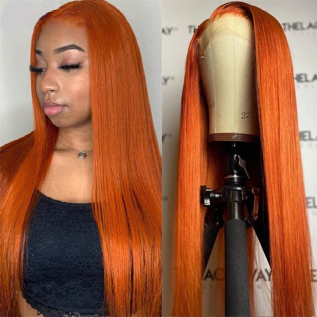 Ginger-color-lace-front-wig-for-black-women-glueless-transparent-straight-hair-frontal-wig